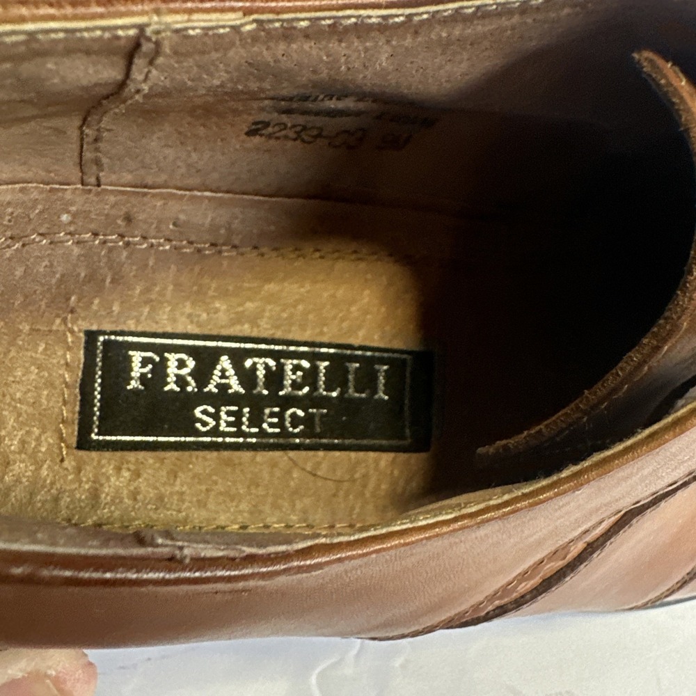 Fratelli Select Men Leather Shoes Square Toe 9M Brown Lace Up - Picture 6 of 8